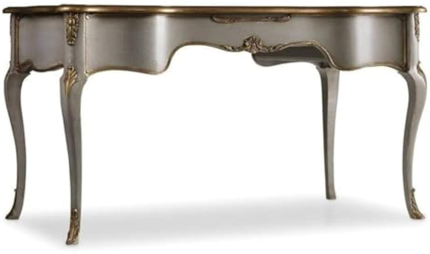 Beaumont Lane Traditional Wood Writing Desk with Cabriole Legs in Silver