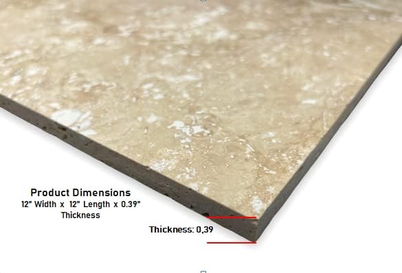 Tenedos 12x12 Tuscany Classic Travertine Natural Stone Tile for Floor, Wall, Pool, Bathroom, Kitchen - 0.38" Thick (Box of 10 Pieces, 10 sq. ft.)