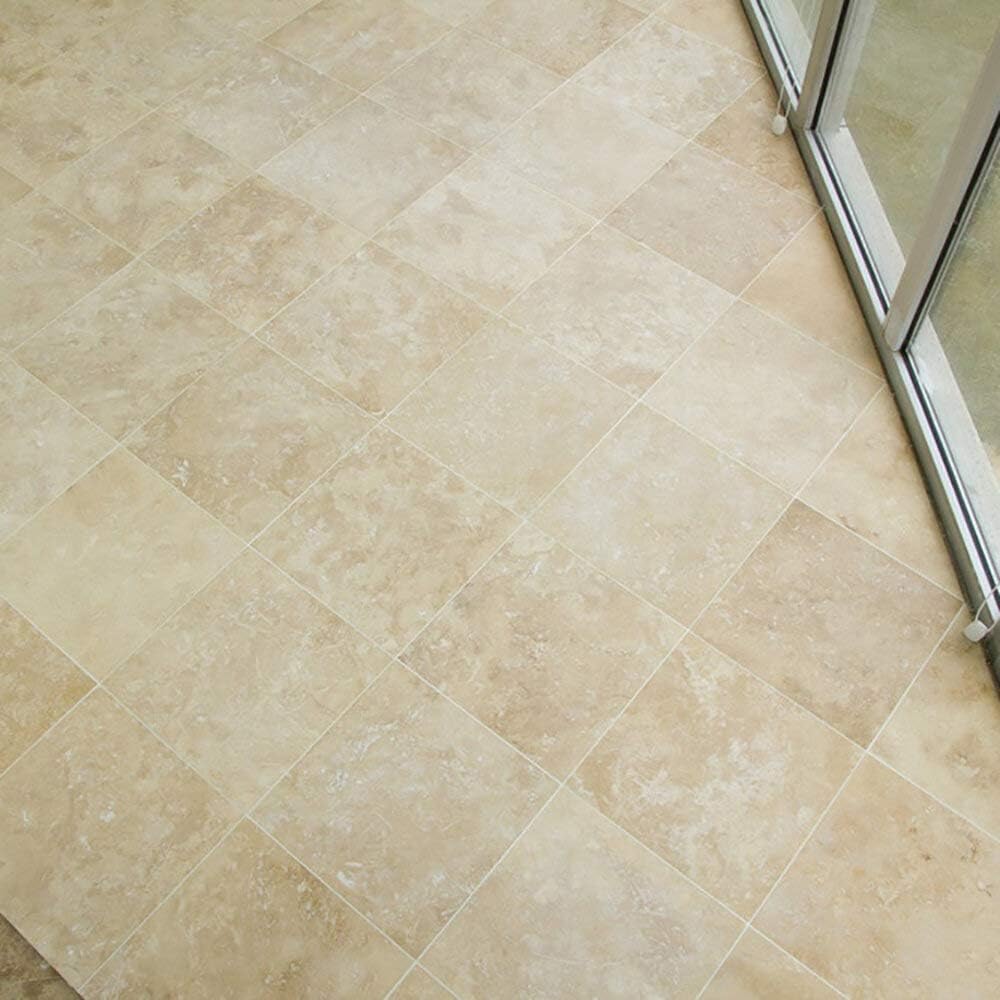 Tenedos 12x12 Tuscany Classic Travertine Natural Stone Tile for Floor, Wall, Pool, Bathroom, Kitchen - 0.38" Thick (Box of 10 Pieces, 10 sq. ft.)
