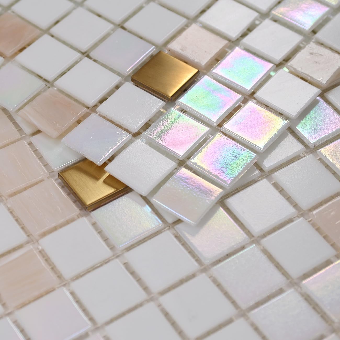 11.5sqft Emerald Green Mosaic Iridescent Bathroom Floor Tile, Pool Tile, Kitchen Backsplash, Bathroom Backsplash and Wall Tiles, Accent Wall, Swimming Pool, Shower, Fireplace,(10pcs, Green)