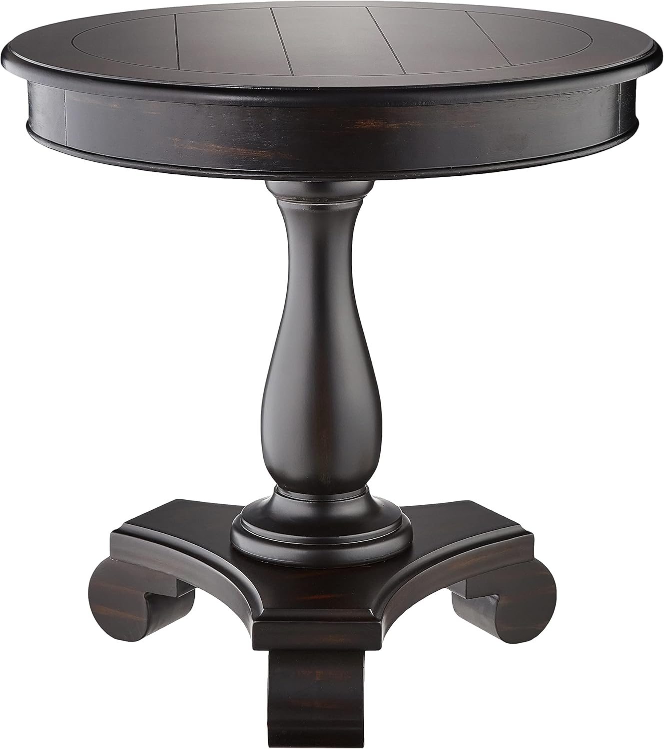 Roundhill Furniture Rene Round Wood Pedestal Side Table, Antique White