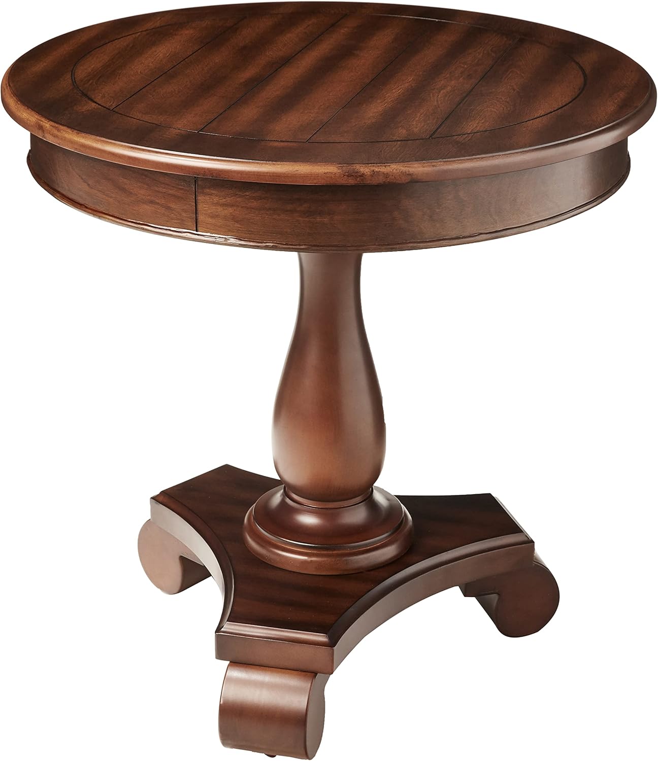 Roundhill Furniture Rene Round Wood Pedestal Side Table, Antique White