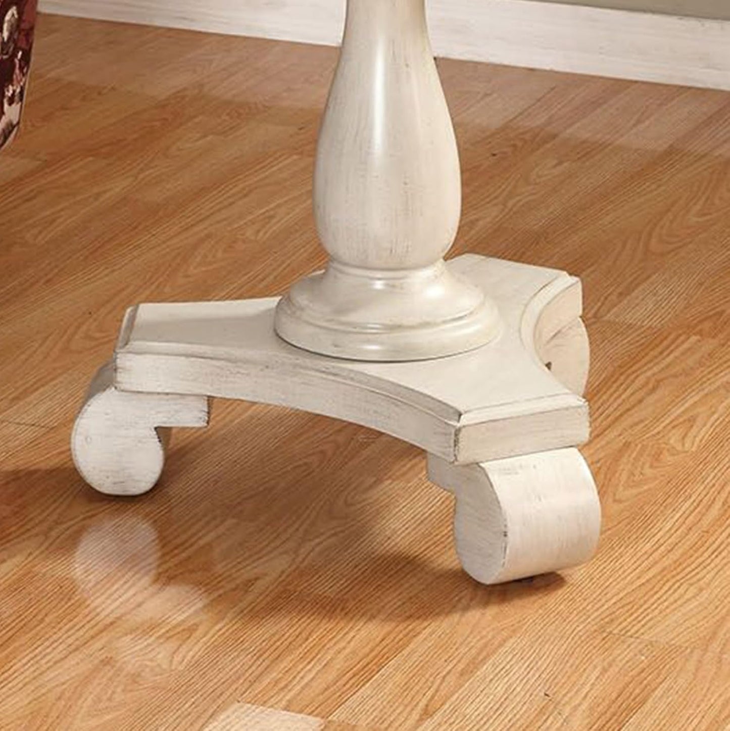 Roundhill Furniture Rene Round Wood Pedestal Side Table, Antique White