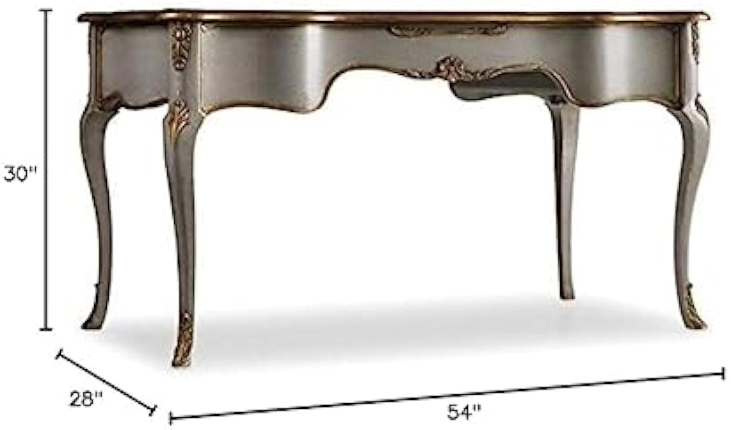 Beaumont Lane Traditional Wood Writing Desk with Cabriole Legs in Silver