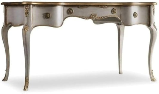Beaumont Lane Traditional Wood Writing Desk with Cabriole Legs in Silver