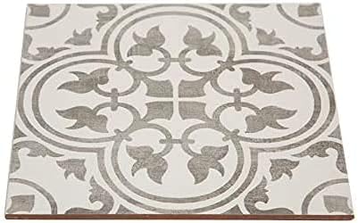 12x12 Flora Gray White Encaustic Ceramic Tile (10 Piece 10Sf Pack)