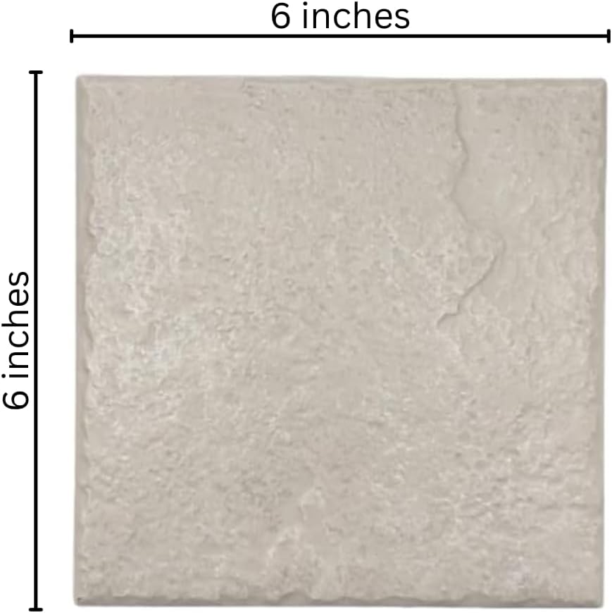 Tenedos Arctic Ivory Square 6x6 Ceramic Wall Tile Textured Matte, Kitchen Backsplash, Pool, Bathroom Shower, Accent Decor, Fireplace Surround (Box of 12.5 Square feet (50 Pieces))