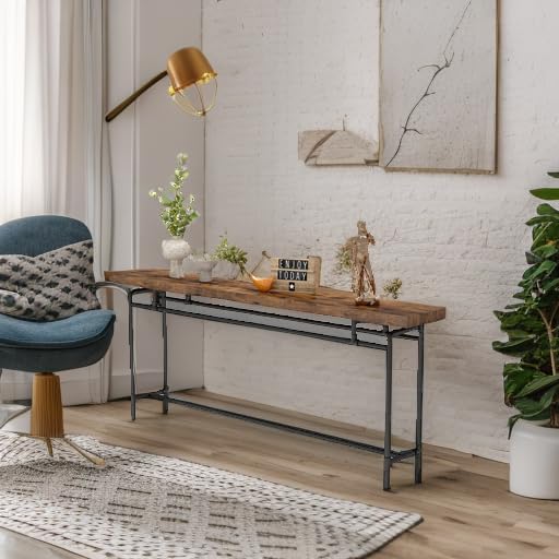 Tribesigns Console Table, 70.9 Inches Extra Long Sofa Table for Living Room, Industrial Narrow Console Sofa Tables Behind Couch, Entryway Hallway Foyer Table for Entrance, Bedroom, Rustic Brown