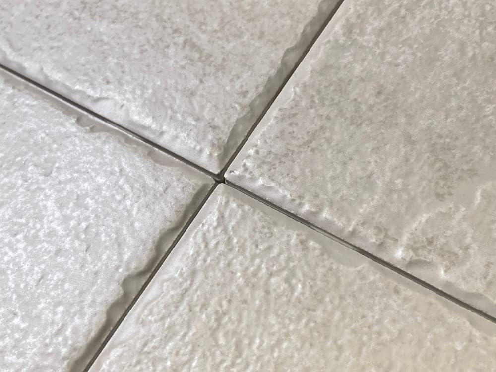 Tenedos Arctic Ivory Square 6x6 Ceramic Wall Tile Textured Matte, Kitchen Backsplash, Pool, Bathroom Shower, Accent Decor, Fireplace Surround (Box of 12.5 Square feet (50 Pieces))
