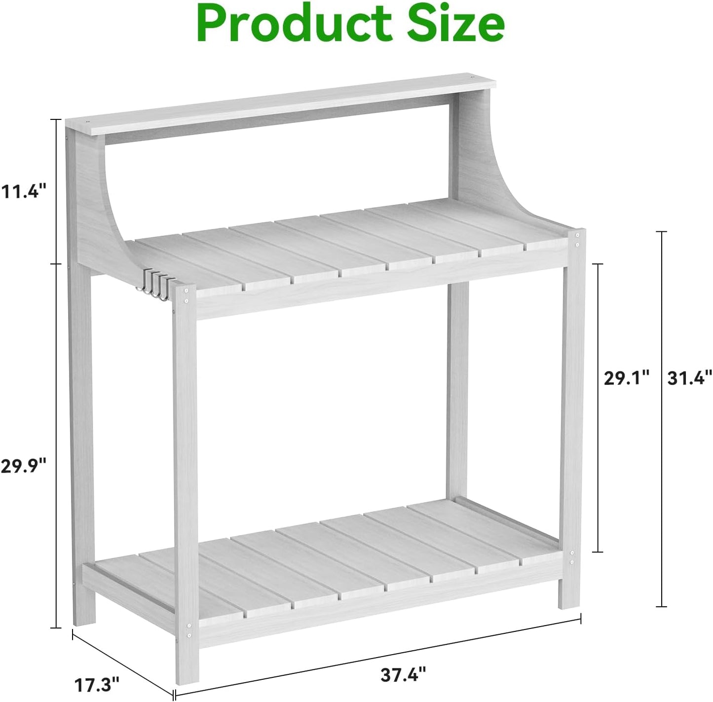 Premium Wood Potting Bench with Storage & Hooks - Durable All-Weather Garden Workstation for Patio, Deck & Yard - 360 lbs Capacity, Rust & Fade Resistant