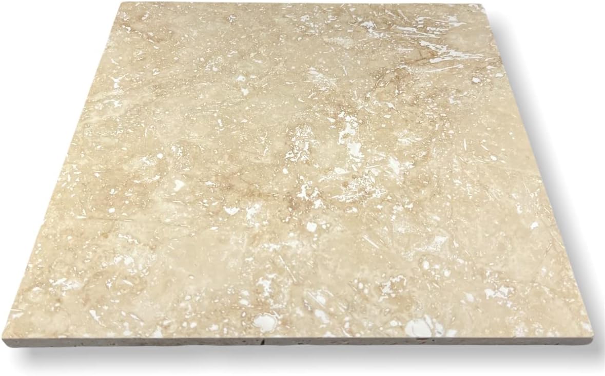 Tenedos 12x12 Tuscany Classic Travertine Natural Stone Tile for Floor, Wall, Pool, Bathroom, Kitchen - 0.38" Thick (Box of 10 Pieces, 10 sq. ft.)