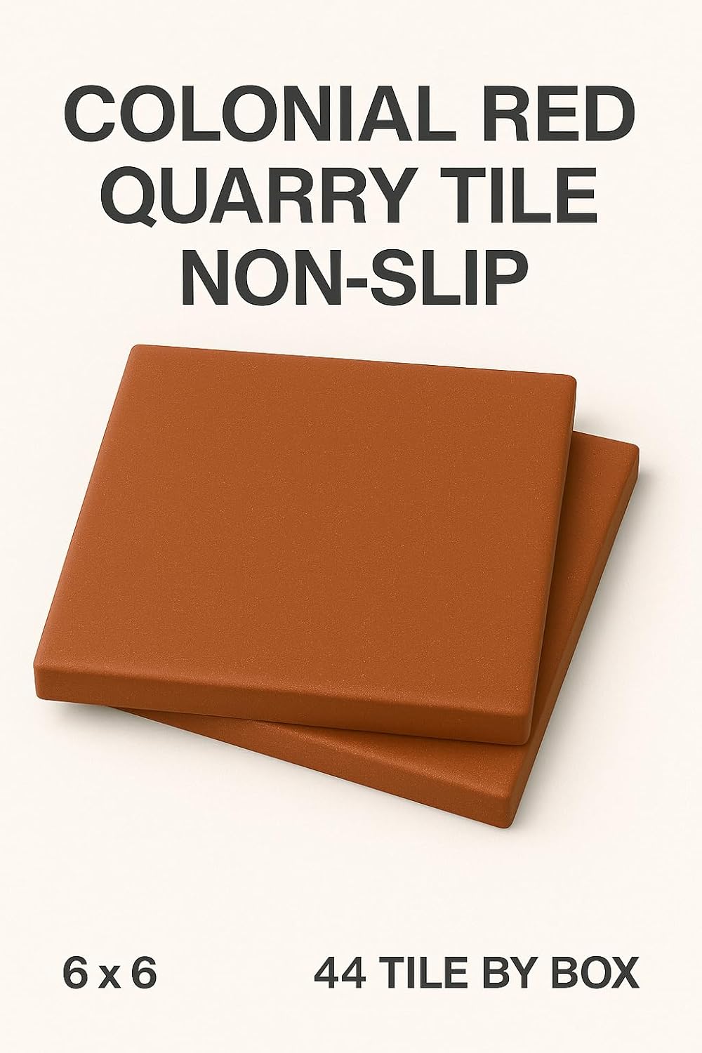 Alfagres 6x6 Colonial Red Smooth Quarry Tile – Durable Ceramic Floor Wall Tile Indoor and Outdoor Use,Matte Finish, Non-Slip Surface, Great For Restaurant Hotel Kitchen Spa, Premium Grade- 44 Tile Box