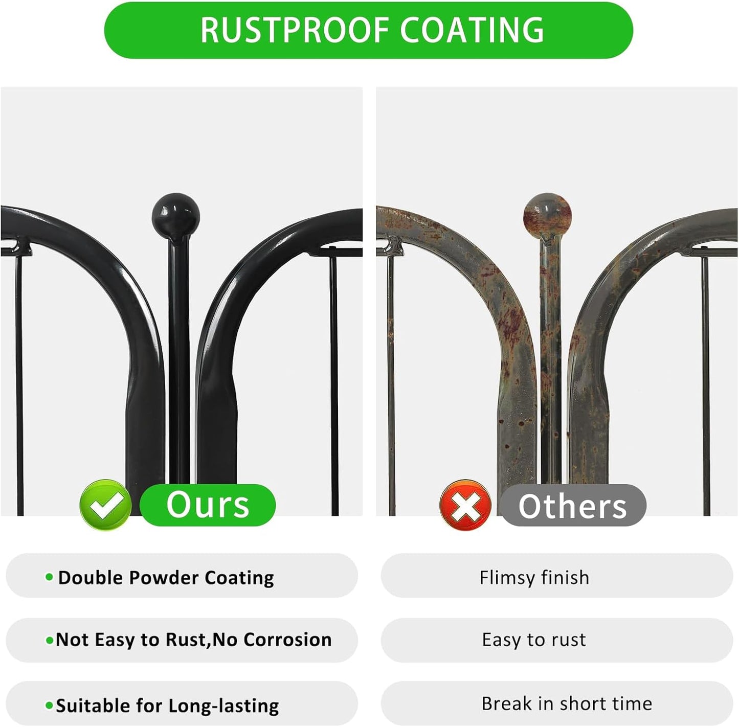 Garden Fence 32in x46ft 20 Pack Rustproof Metal Fence Panels No Dig Fence Animal Barrier with Gate & Secure Lock to Keep Dogs Out Fencing for Yard Flower Bed Edging for Patio Outdoor Decor