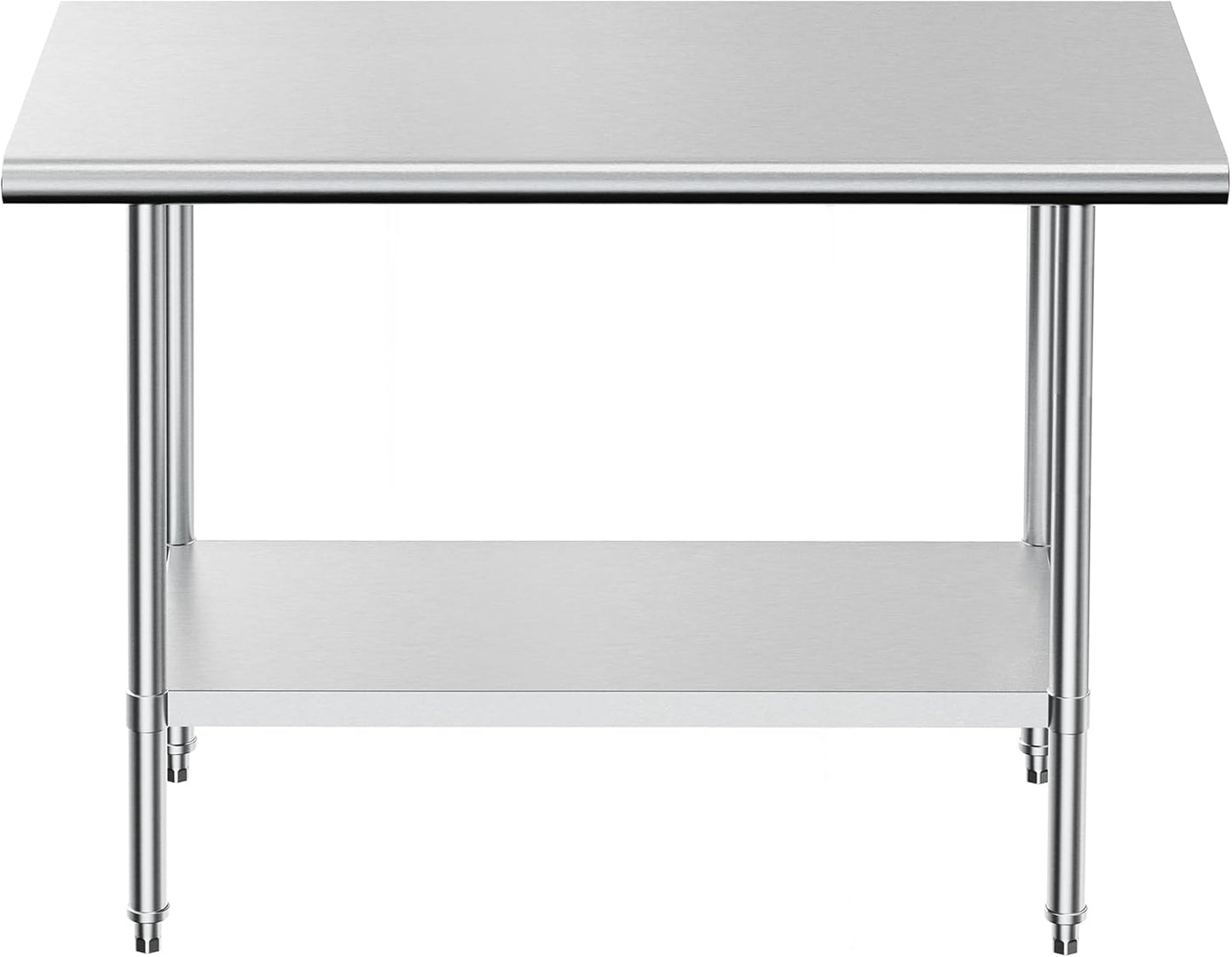 Stainless Steel Work Table, NSF Commercial Worktable with Undershelf and Legs for Restaurant, Home and Hotel - 24" D x 36" W x 34" H Inches