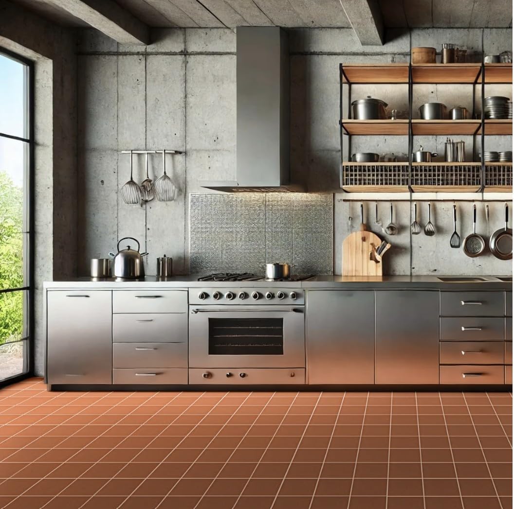 Alfagres 6x6 Colonial Red Smooth Quarry Tile – Durable Ceramic Floor Wall Tile Indoor and Outdoor Use,Matte Finish, Non-Slip Surface, Great For Restaurant Hotel Kitchen Spa, Premium Grade- 44 Tile Box