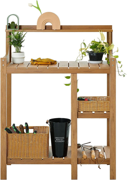 LMP Potting Bench, HDPS Potting Bench Table, 50’’x17.5x37.5' (LxWxH) All Weather Potting Table Work Station for Outside Gardening, Garden Tables for Outdoors