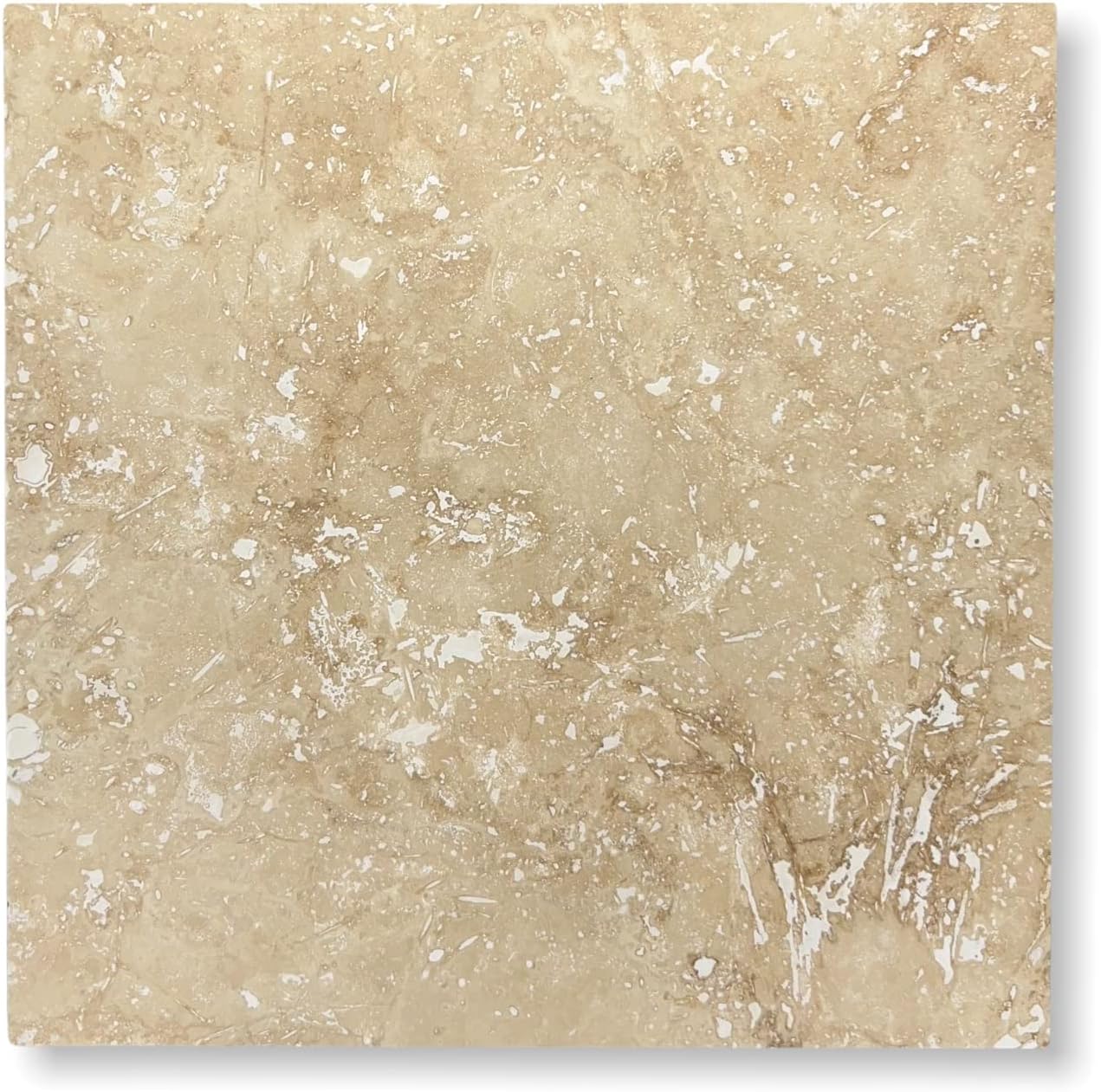 Tenedos 12x12 Tuscany Classic Travertine Natural Stone Tile for Floor, Wall, Pool, Bathroom, Kitchen - 0.38" Thick (Box of 10 Pieces, 10 sq. ft.)