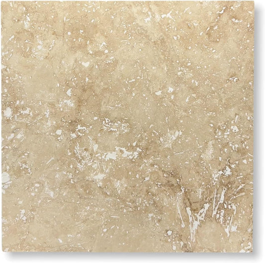 Tenedos 12x12 Tuscany Classic Travertine Natural Stone Tile for Floor, Wall, Pool, Bathroom, Kitchen - 0.38" Thick (Box of 10 Pieces, 10 sq. ft.)