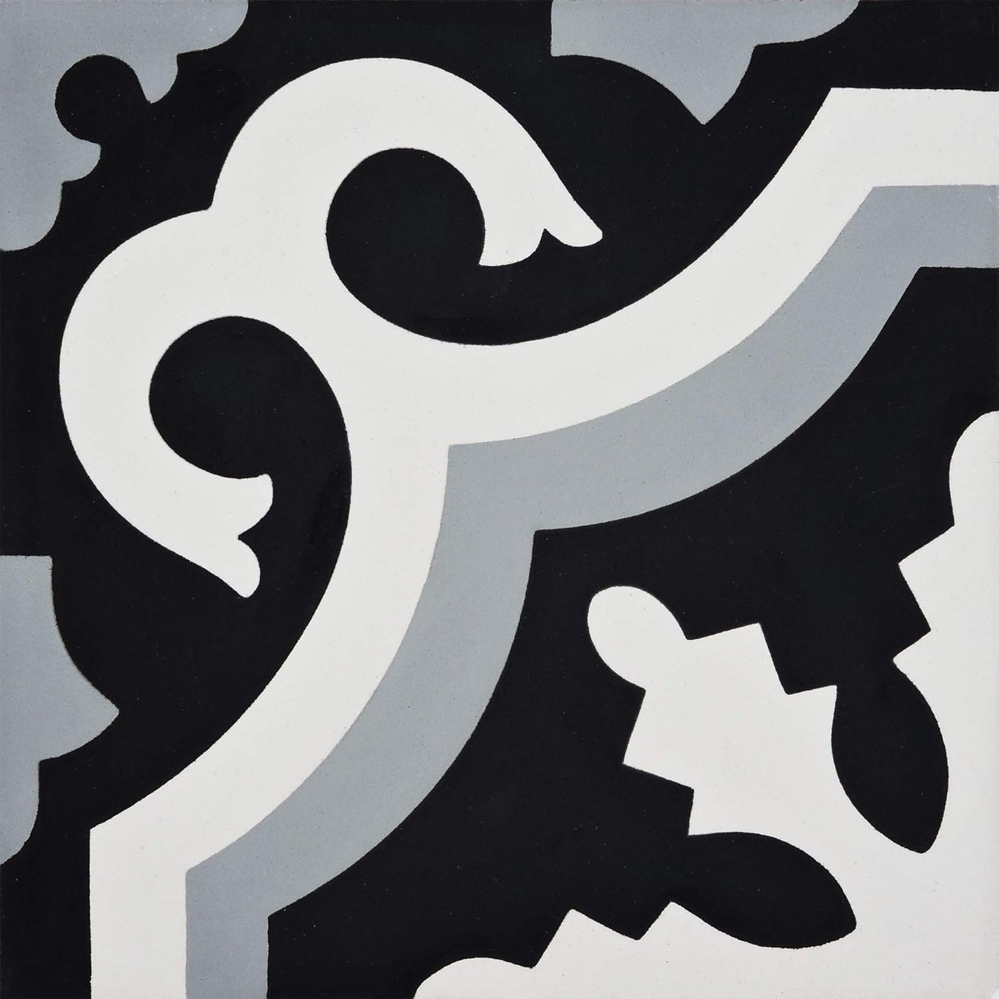 Tanger Handmade Cement Tile in Black and Grey, Pack of 12
