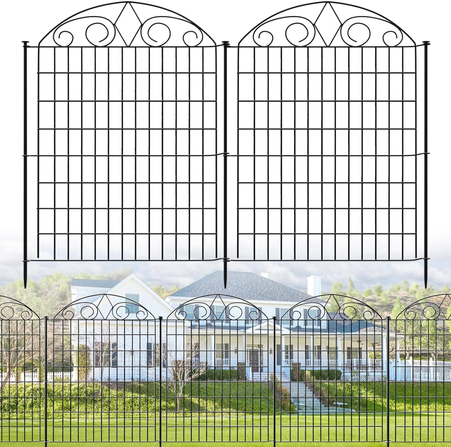 SUNLAX 10 Panels Garden Fence 24ft(L) x 40in(H) Fencing Tall for Yard Dog Pet Fence No Dig Temporary Fence Barrier for Outdoor Patio with Gate