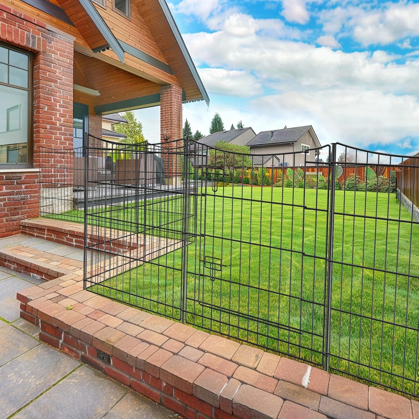 INJOPEXI Decorative Garden Fence 12 Panels 26ft(L)×36in(H) Metal Garden Fences with 11 Panels + 1 Gate, Animal Barrier Rabbit Fence Rustproof Wire Temporary Dog Fencing Outdoor for Backyard Lawn
