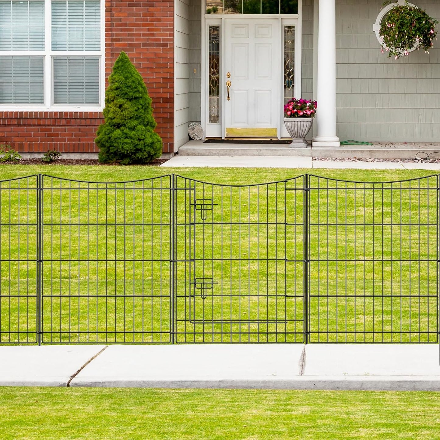 INJOPEXI Decorative Garden Fence 12 Panels 26ft(L)×36in(H) Metal Garden Fences with 11 Panels + 1 Gate, Animal Barrier Rabbit Fence Rustproof Wire Temporary Dog Fencing Outdoor for Backyard Lawn
