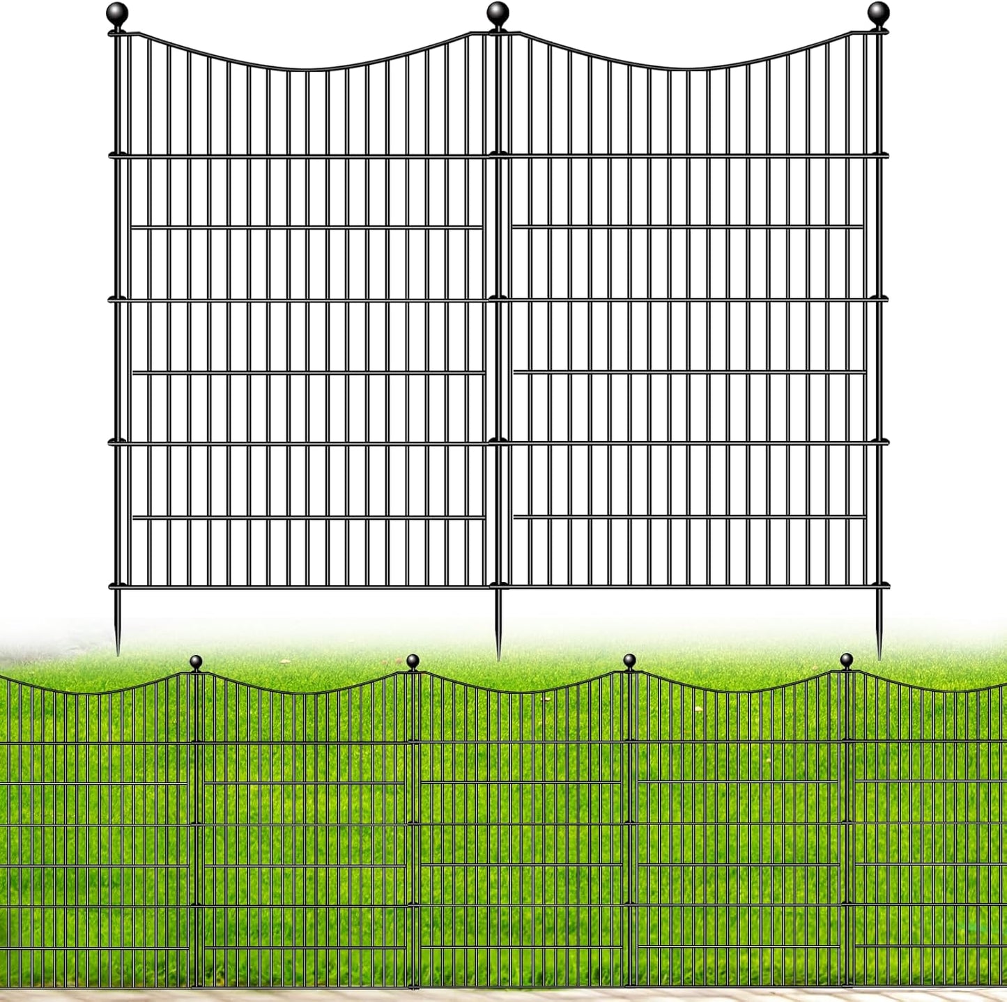 15 Panels Decorative Garden Fence with Gate, 32 in(H) X 35.4 ft(L) No Dig Dog Fence Animal Barrier Outdoor for Yard, Rustproof Metal Garden Edging and Borders, Temporary Fencing Stakes