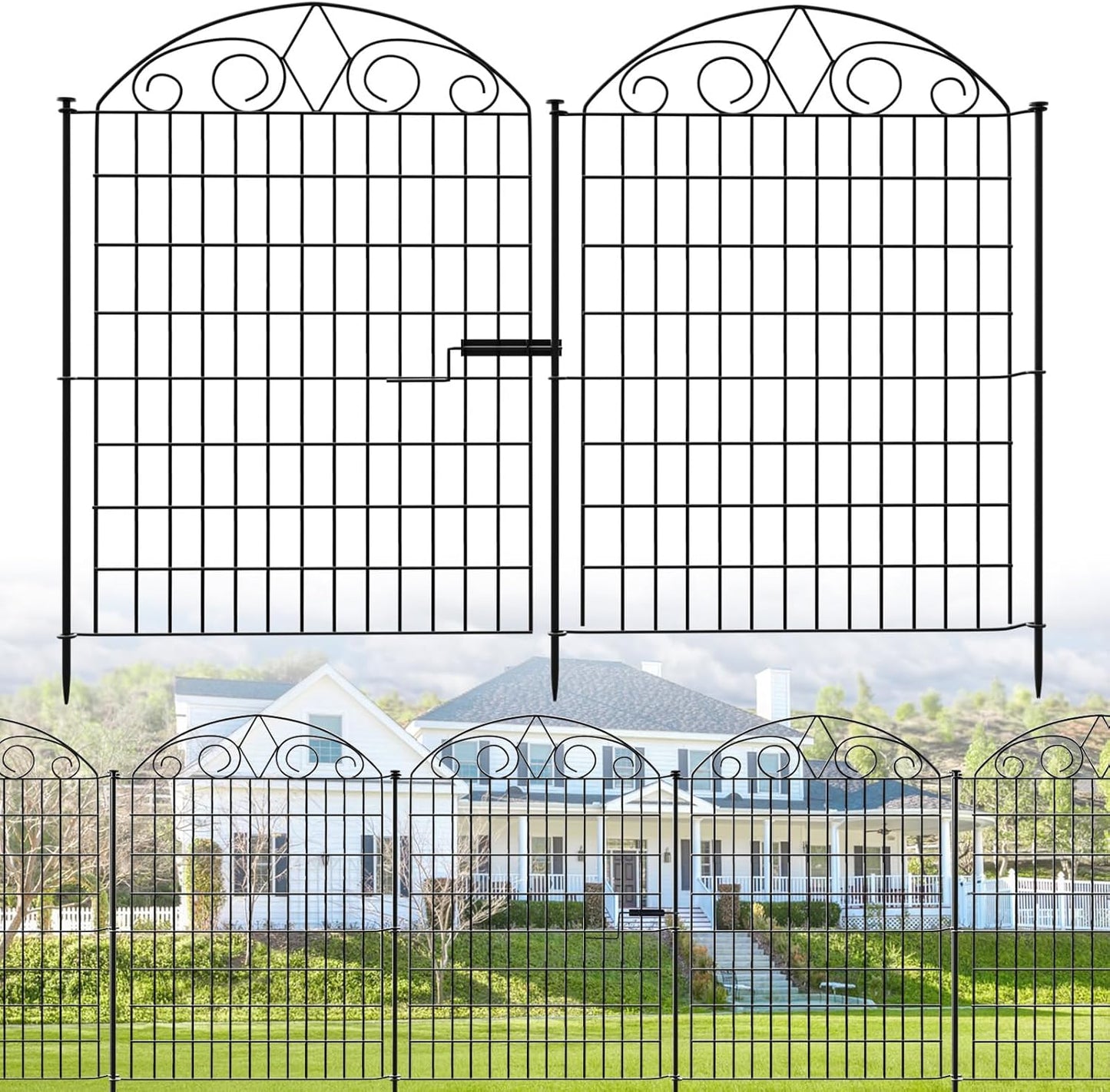 SUNLAX 10 Panels Garden Fence 24ft(L) x 40in(H) Fencing Tall for Yard Dog Pet Fence No Dig Temporary Fence Barrier for Outdoor Patio with Gate