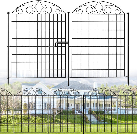 SUNLAX 10 Panels Garden Fence 24ft(L) x 40in(H) Fencing Tall for Yard Dog Pet Fence No Dig Temporary Fence Barrier for Outdoor Patio with Gate