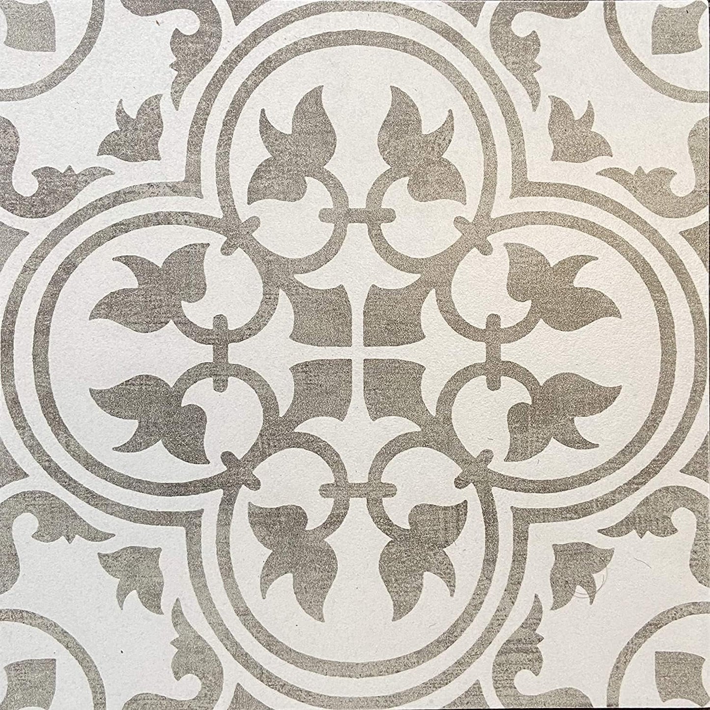 12x12 Flora Gray White Encaustic Ceramic Tile (10 Piece 10Sf Pack)