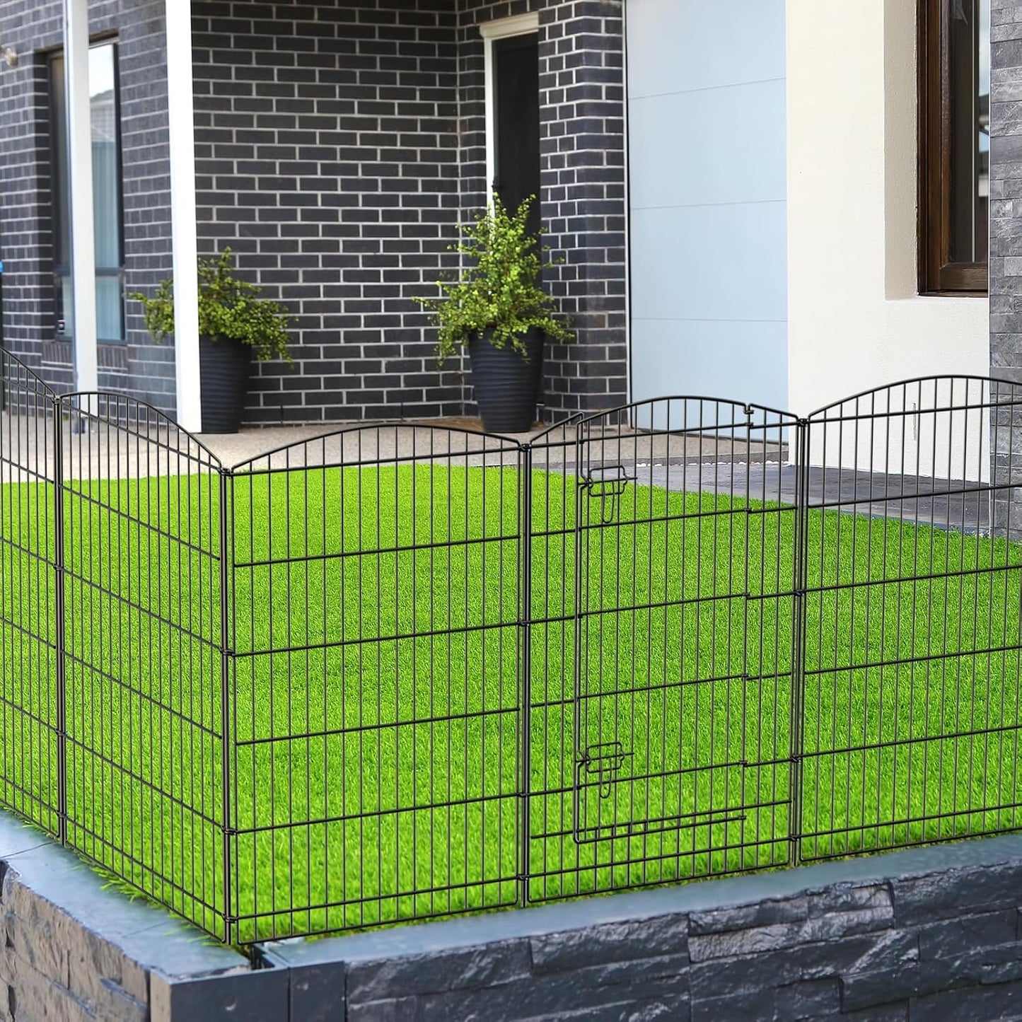 INJOPEXI Decorative Garden Fence 6 Panels 13ft (L)×36in (H) Animal Barrier Fences with 6 Panels Rustproof Metal Wire No Dig Rabbit Fencing Dog Fence for Outdoor Backyard Patio - Without Fence Gate