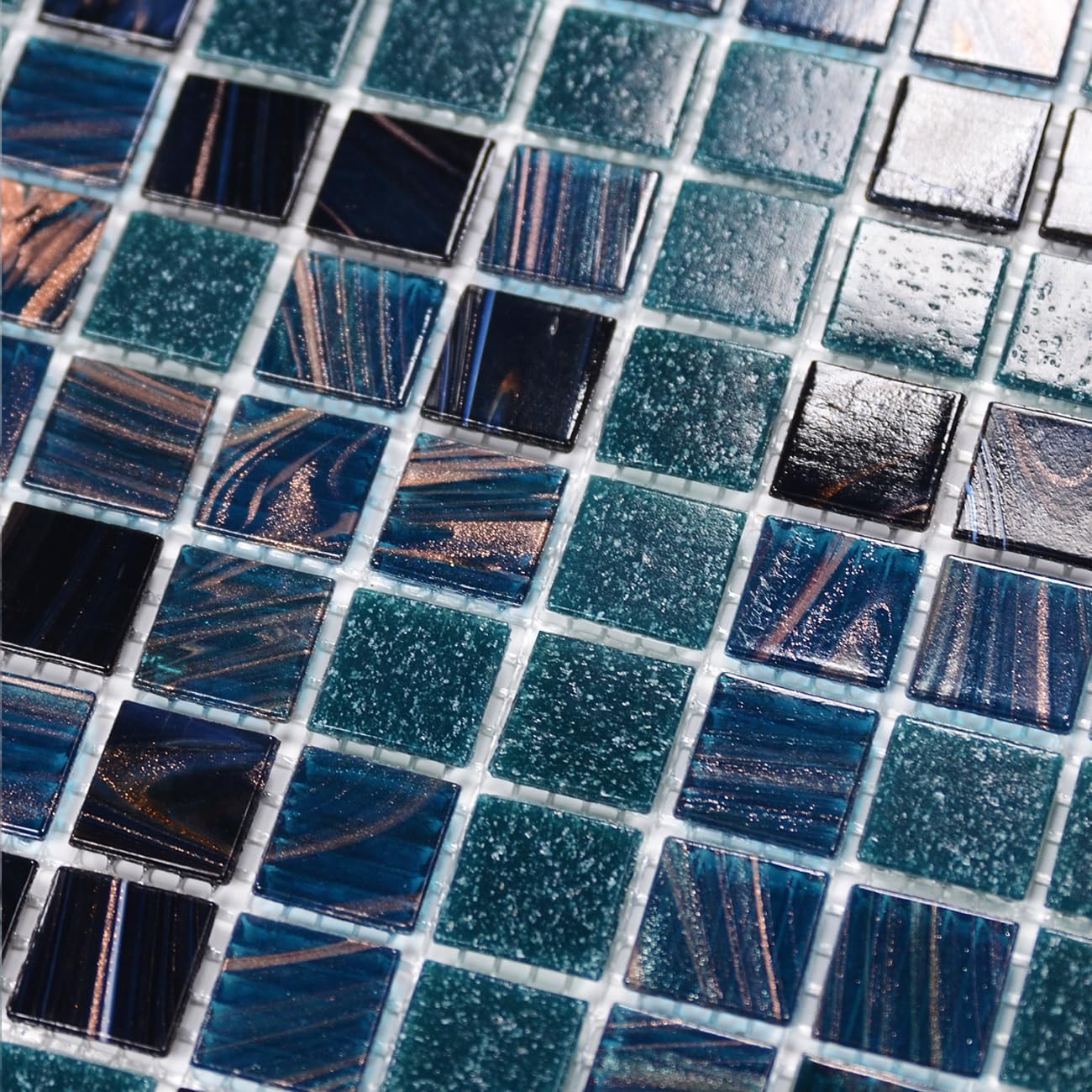 11.5sqft Emerald Green Mosaic Iridescent Bathroom Floor Tile, Pool Tile, Kitchen Backsplash, Bathroom Backsplash and Wall Tiles, Accent Wall, Swimming Pool, Shower, Fireplace,(10pcs, Green)