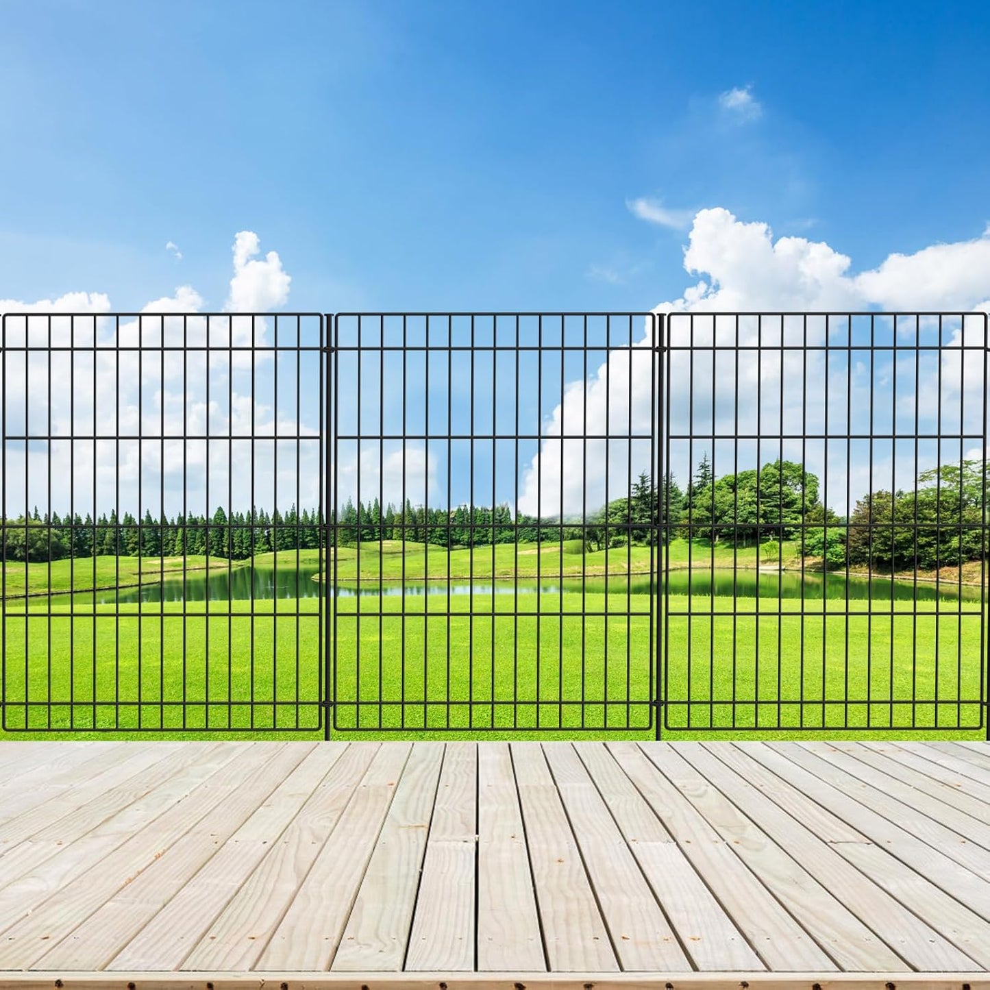 INJOPEXI Garden Fence Outdoor 6 Panels 13ft (L)×36in (H) Decorative Garden Fences with 6 Panels Rustproof Wire No Dig Metal Animal Barrier Dog Rabbit Fencing for Yard Lawn Patio - Without Fence Gate