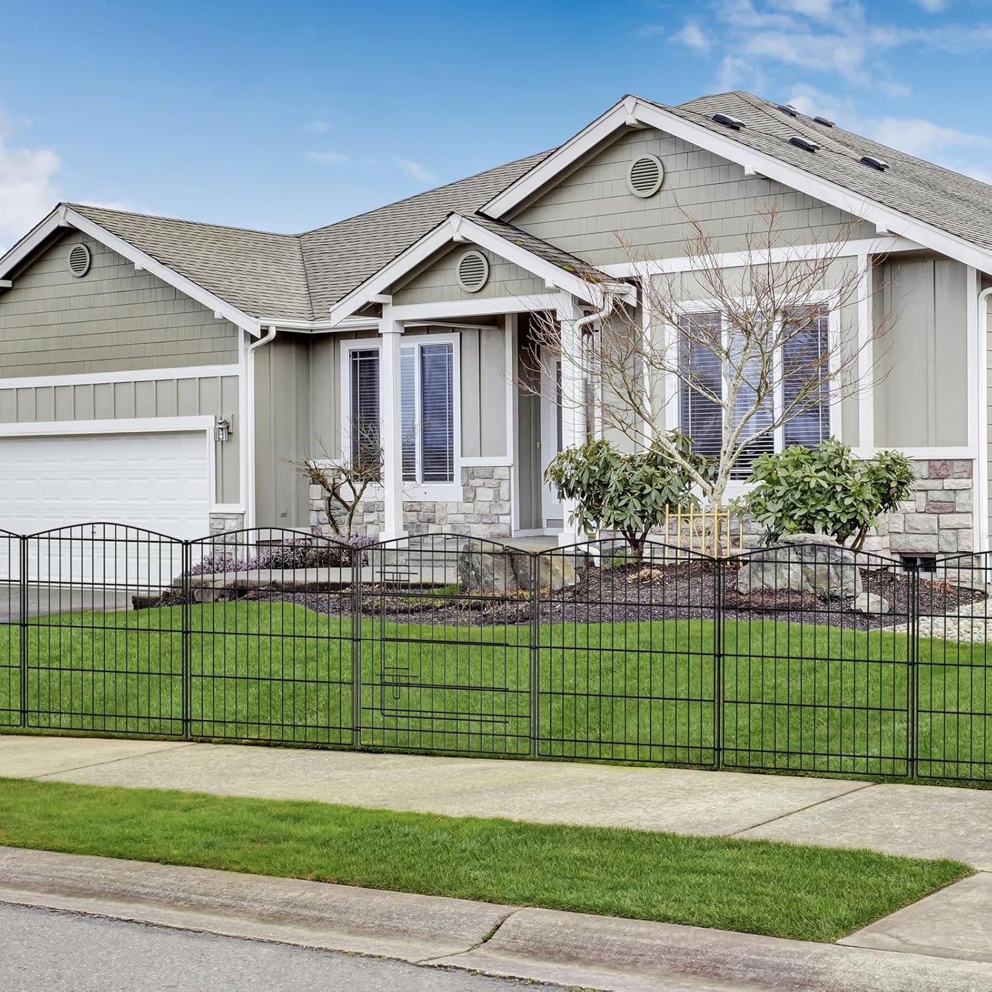 INJOPEXI Decorative Garden Fence 6 Panels 13ft (L)×36in (H) Animal Barrier Fences with 6 Panels Rustproof Metal Wire No Dig Rabbit Fencing Dog Fence for Outdoor Backyard Patio - Without Fence Gate