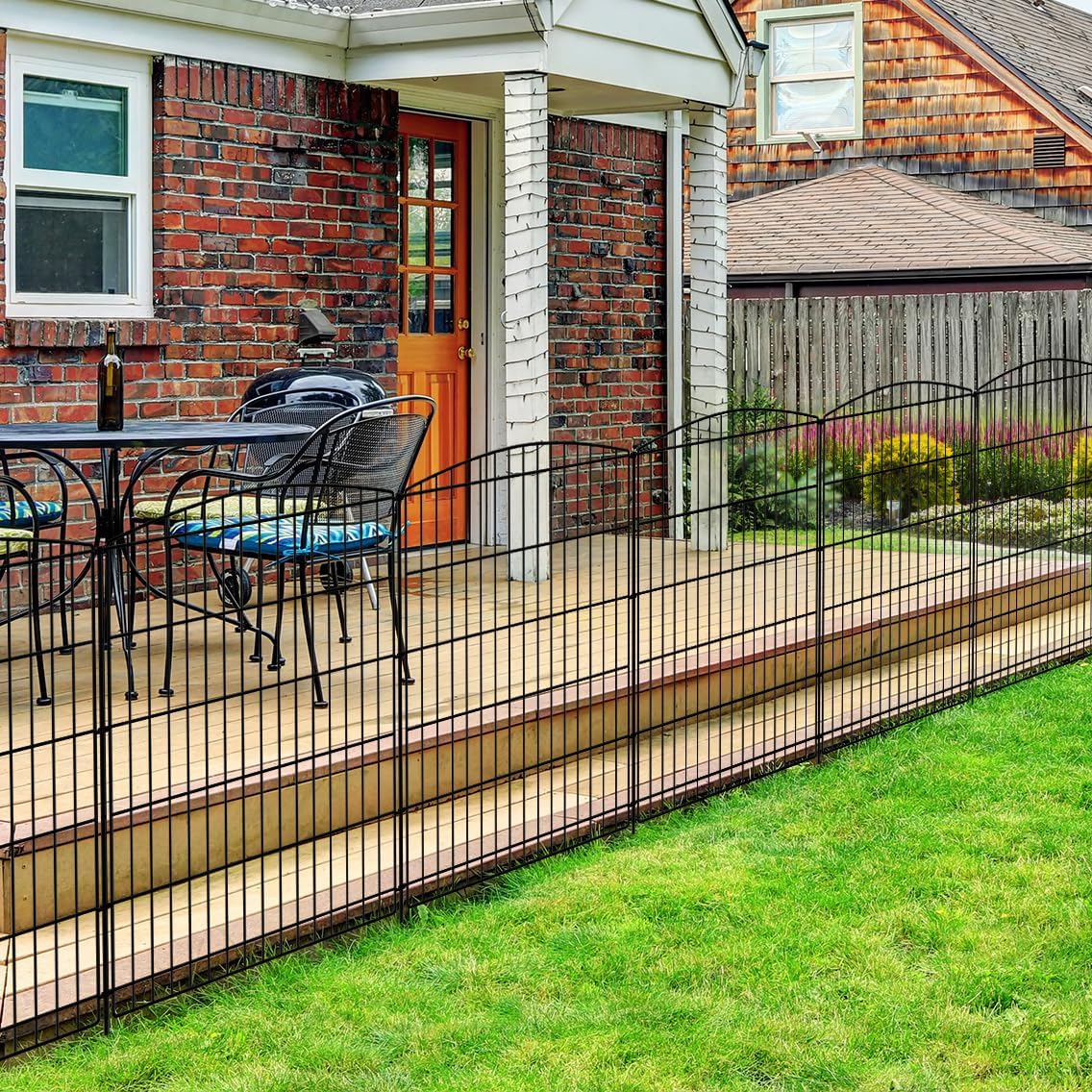 INJOPEXI Decorative Garden Fence 6 Panels 13ft (L)×36in (H) Animal Barrier Fences with 6 Panels Rustproof Metal Wire No Dig Rabbit Fencing Dog Fence for Outdoor Backyard Patio - Without Fence Gate