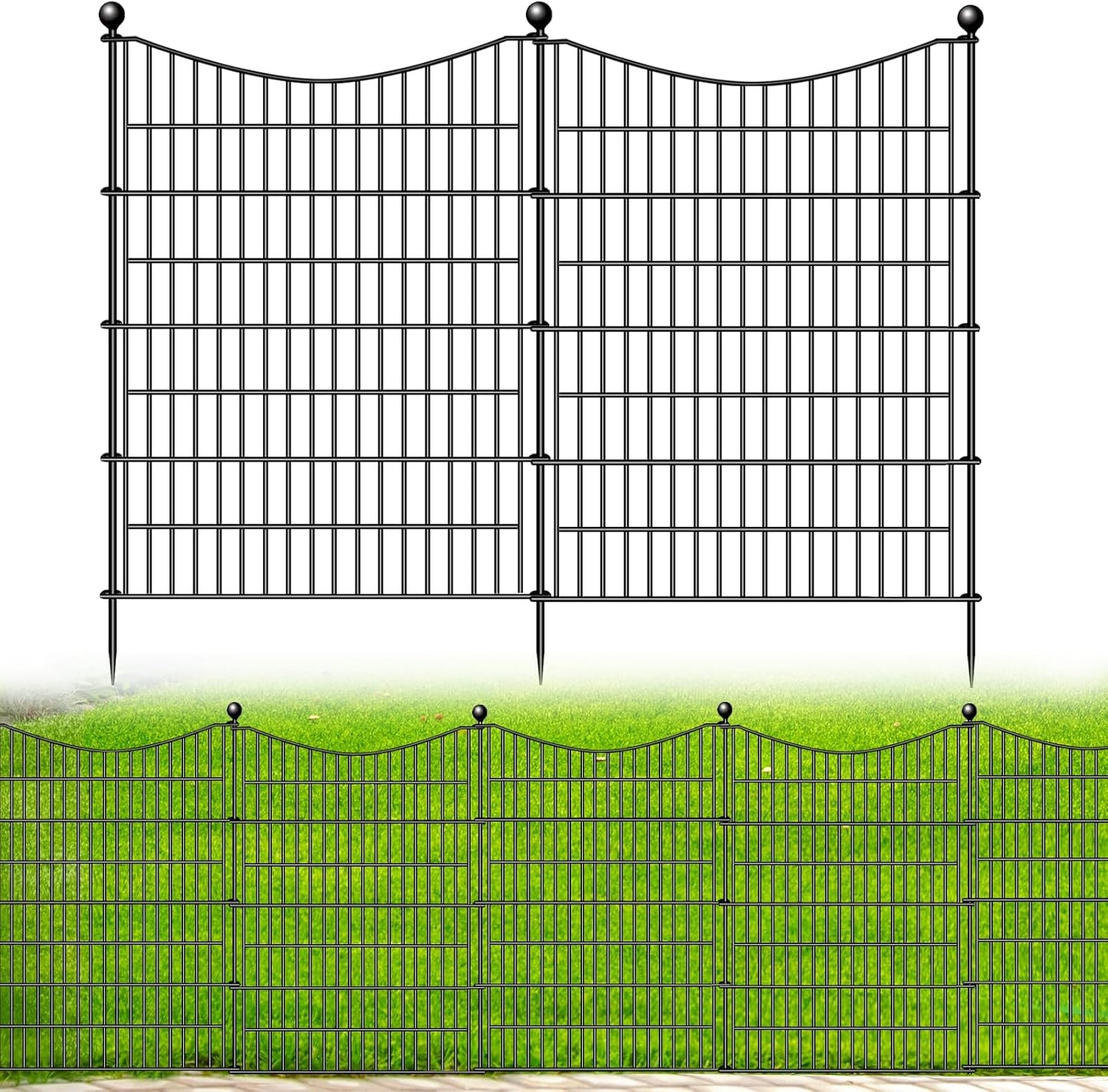 15 Panels Decorative Garden Fence with Gate, 32 in(H) X 35.4 ft(L) No Dig Dog Fence Animal Barrier Outdoor for Yard, Rustproof Metal Garden Edging and Borders, Temporary Fencing Stakes
