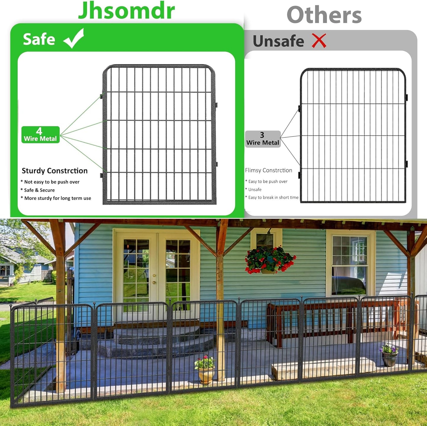 Garden Fence 32in x46ft 20 Pack Rustproof Metal Fence Panels No Dig Fence Animal Barrier with Gate & Secure Lock to Keep Dogs Out Fencing for Yard Flower Bed Edging for Patio Outdoor Decor