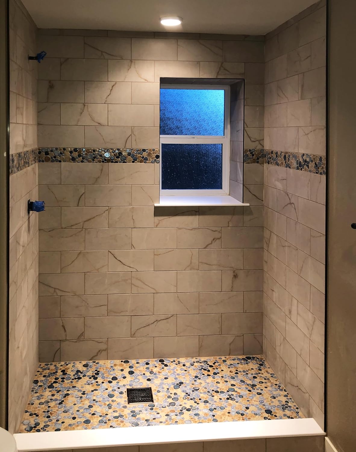 Blujellyfish Glazed Blue Mosaic Ceramic Pebble Porcelain Tile Swimming Pool Bath Shower Wall Flooring Tile TSTGPT001 (5 Square Feet)