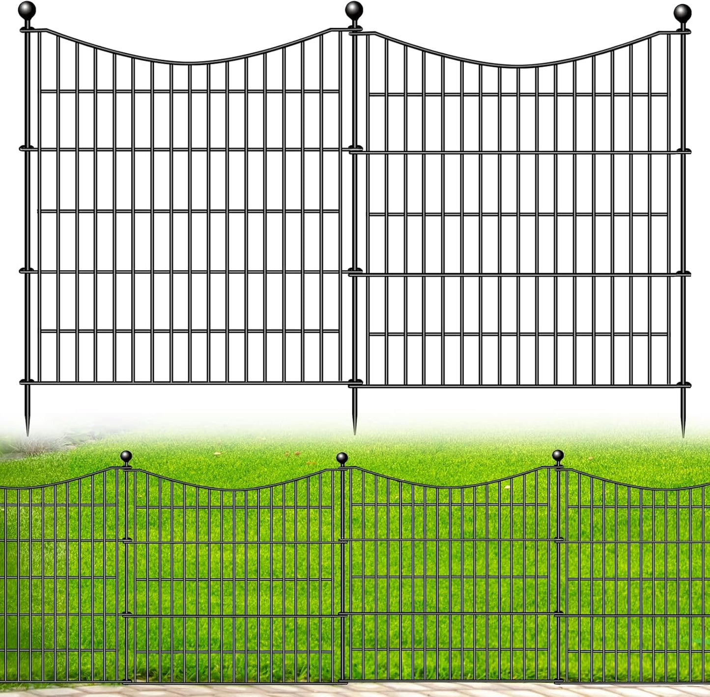 15 Panels Decorative Garden Fence with Gate, 32 in(H) X 35.4 ft(L) No Dig Dog Fence Animal Barrier Outdoor for Yard, Rustproof Metal Garden Edging and Borders, Temporary Fencing Stakes