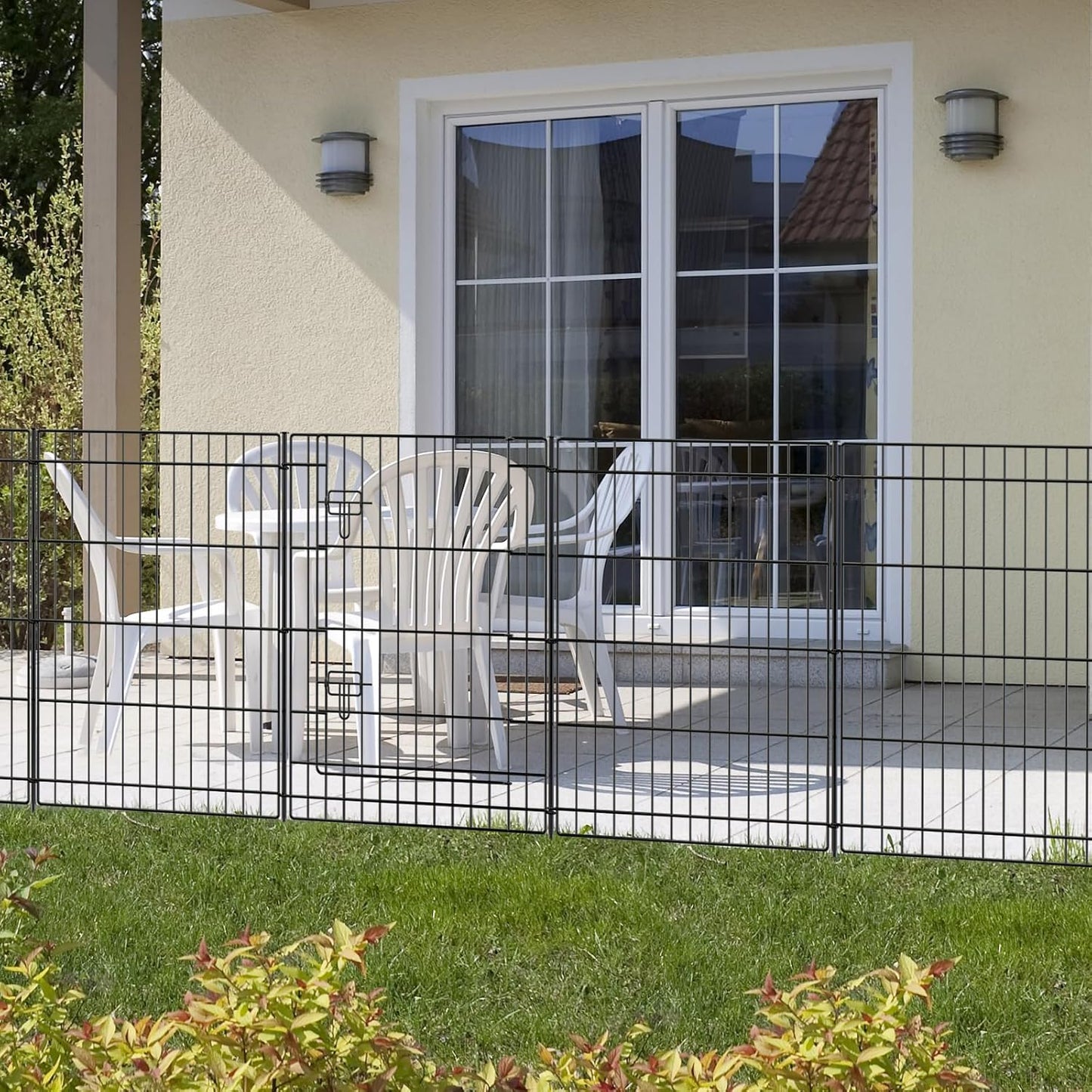 INJOPEXI Garden Fence Outdoor 6 Panels 13ft (L)×36in (H) Decorative Garden Fences with 6 Panels Rustproof Wire No Dig Metal Animal Barrier Dog Rabbit Fencing for Yard Lawn Patio - Without Fence Gate