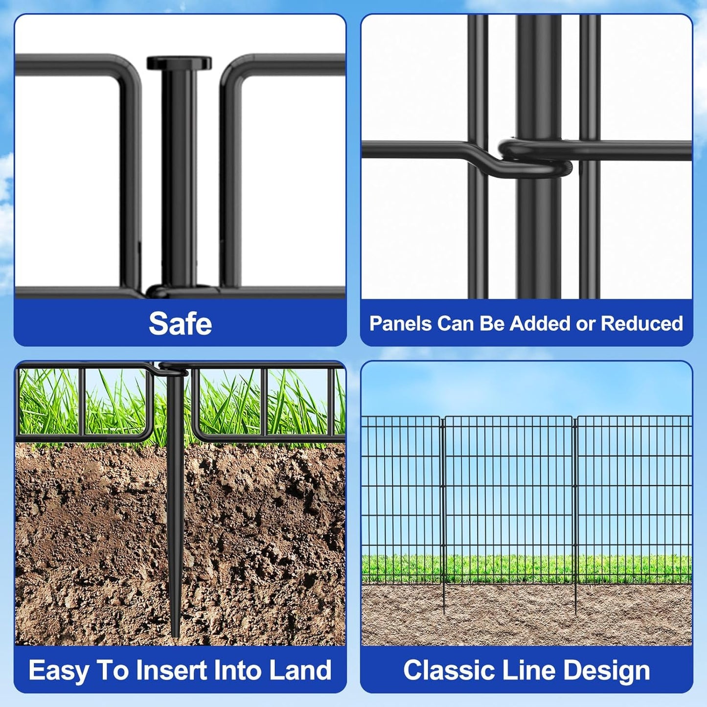 INJOPEXI Garden Fence Outdoor 6 Panels 13ft (L)×36in (H) Decorative Garden Fences with 6 Panels Rustproof Wire No Dig Metal Animal Barrier Dog Rabbit Fencing for Yard Lawn Patio - Without Fence Gate