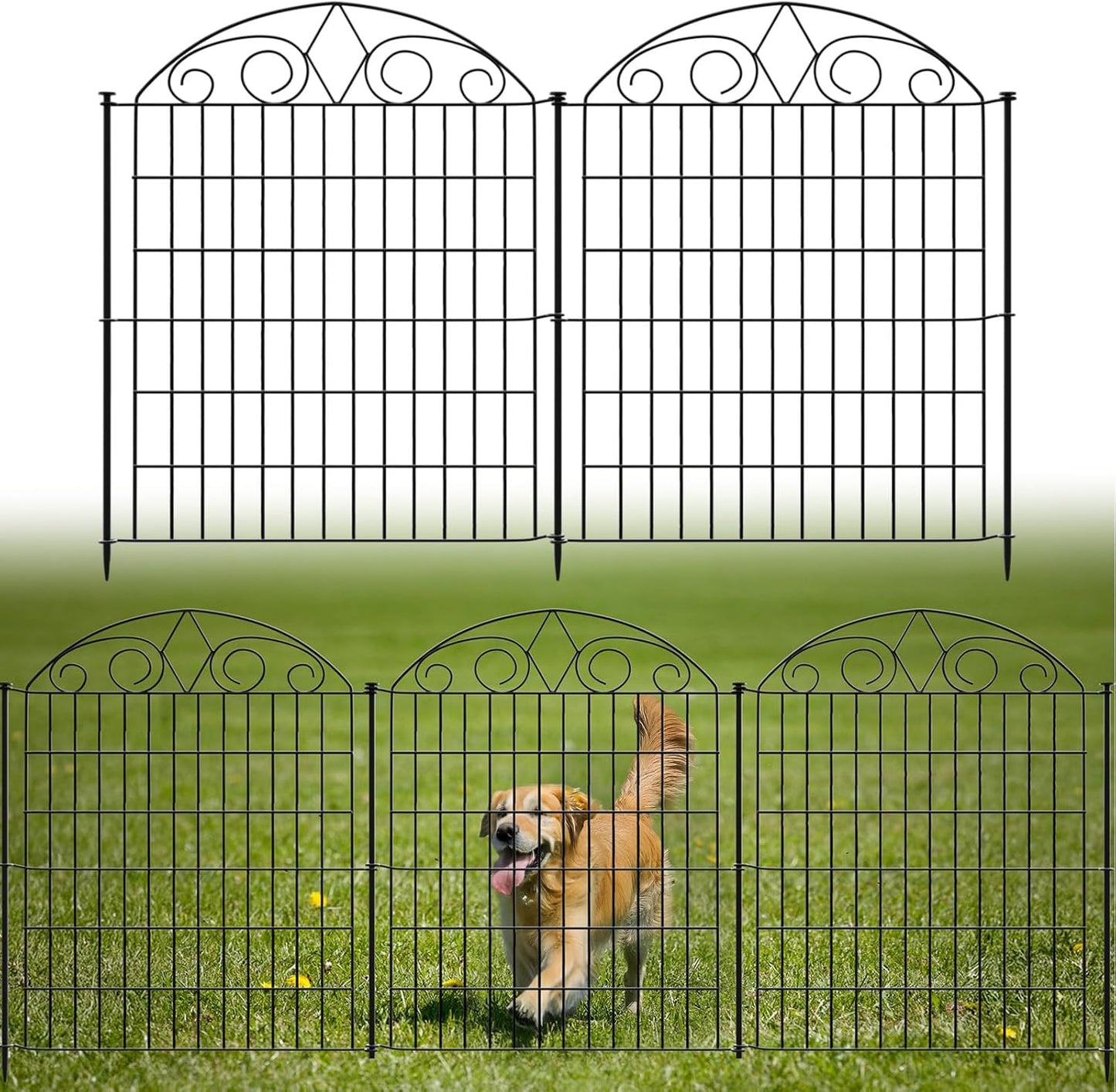 SUNLAX 10 Panels Garden Fence 24ft(L) x 40in(H) Fencing Tall for Yard Dog Pet Fence No Dig Temporary Fence Barrier for Outdoor Patio with Gate