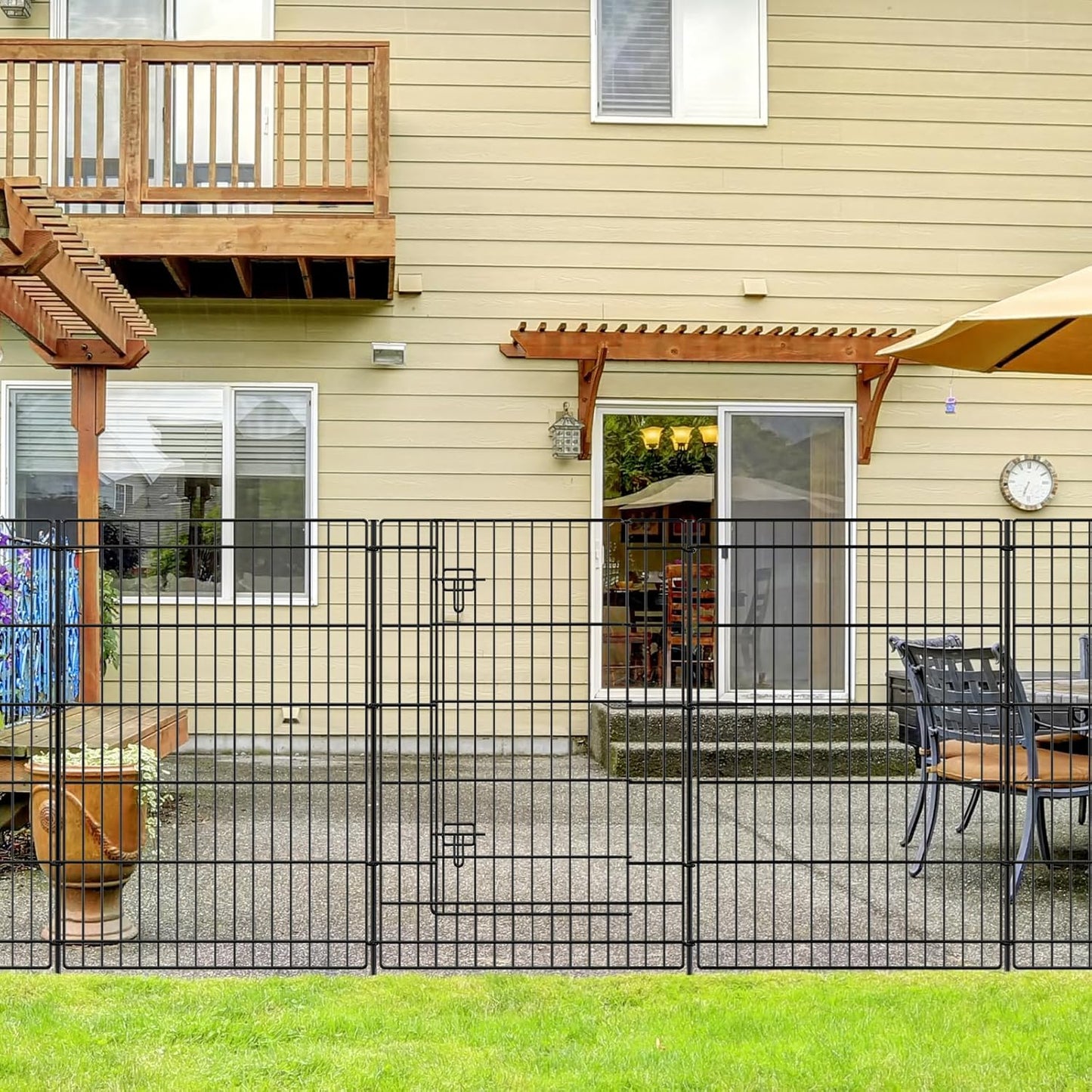 INJOPEXI Garden Fence Outdoor 6 Panels 13ft (L)×36in (H) Decorative Garden Fences with 6 Panels Rustproof Wire No Dig Metal Animal Barrier Dog Rabbit Fencing for Yard Lawn Patio - Without Fence Gate