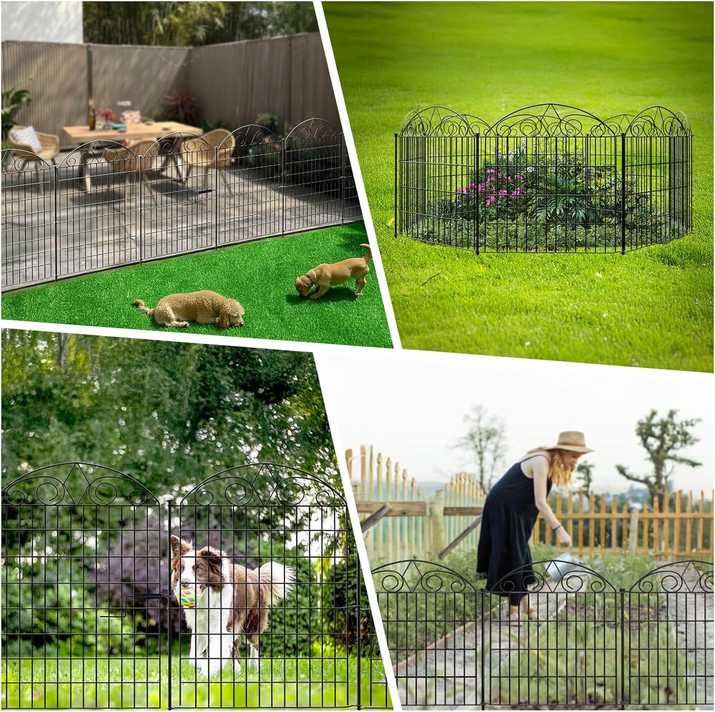 SUNLAX 10 Panels Garden Fence 24ft(L) x 40in(H) Fencing Tall for Yard Dog Pet Fence No Dig Temporary Fence Barrier for Outdoor Patio with Gate
