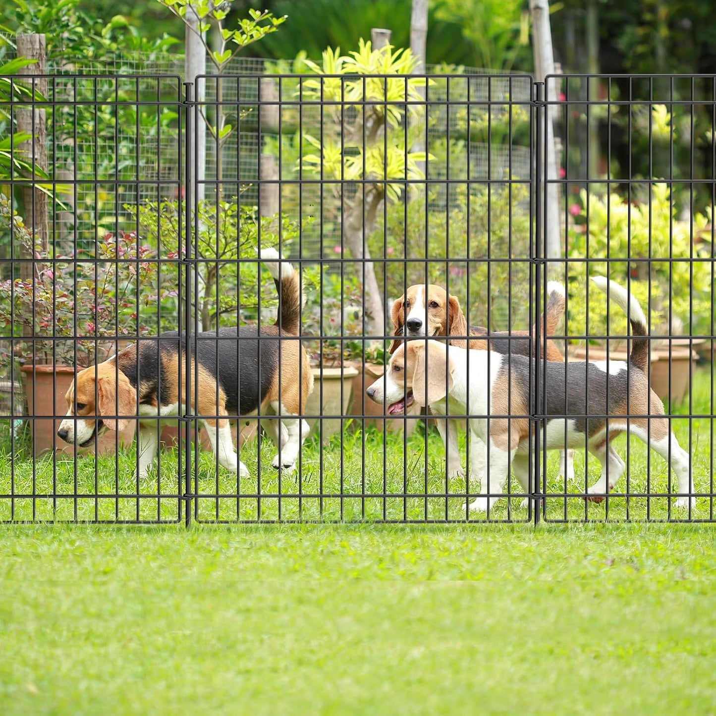 INJOPEXI Garden Fence Outdoor 6 Panels 13ft (L)×36in (H) Decorative Garden Fences with 6 Panels Rustproof Wire No Dig Metal Animal Barrier Dog Rabbit Fencing for Yard Lawn Patio - Without Fence Gate