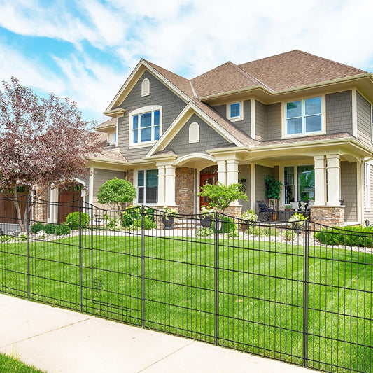 INJOPEXI Decorative Garden Fence 12 Panels 26ft(L)×36in(H) Metal Garden Fences with 11 Panels + 1 Gate, Animal Barrier Rabbit Fence Rustproof Wire Temporary Dog Fencing Outdoor for Backyard Lawn