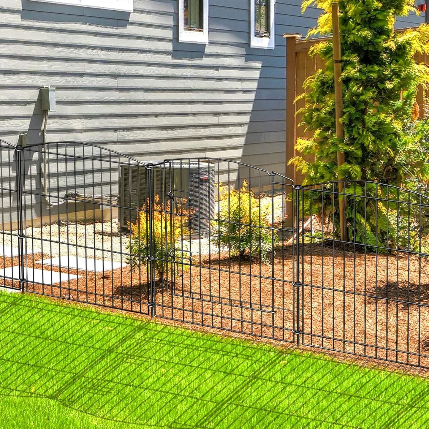 INJOPEXI Decorative Garden Fence 6 Panels 13ft (L)×36in (H) Animal Barrier Fences with 6 Panels Rustproof Metal Wire No Dig Rabbit Fencing Dog Fence for Outdoor Backyard Patio - Without Fence Gate