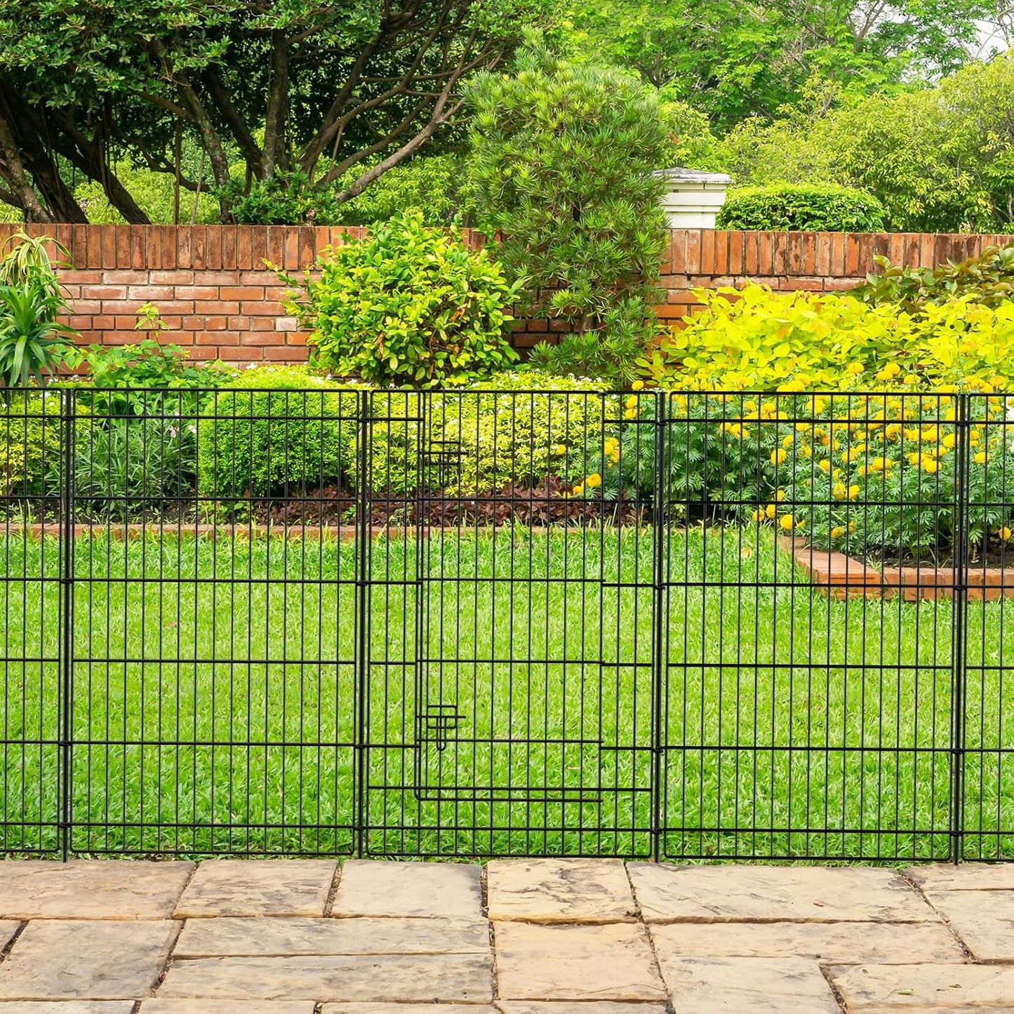 INJOPEXI Garden Fence Outdoor 6 Panels 13ft (L)×36in (H) Decorative Garden Fences with 6 Panels Rustproof Wire No Dig Metal Animal Barrier Dog Rabbit Fencing for Yard Lawn Patio - Without Fence Gate