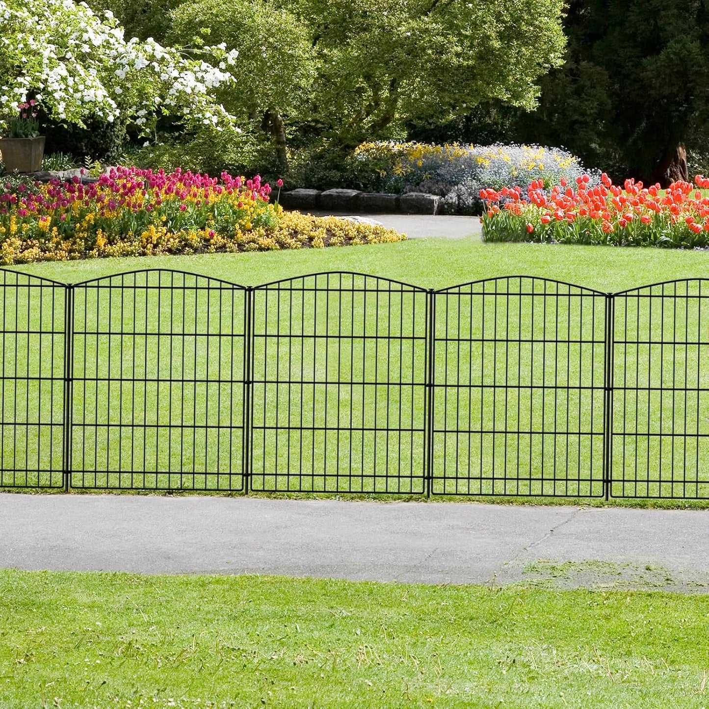 INJOPEXI Decorative Garden Fence 6 Panels 13ft (L)×36in (H) Animal Barrier Fences with 6 Panels Rustproof Metal Wire No Dig Rabbit Fencing Dog Fence for Outdoor Backyard Patio - Without Fence Gate