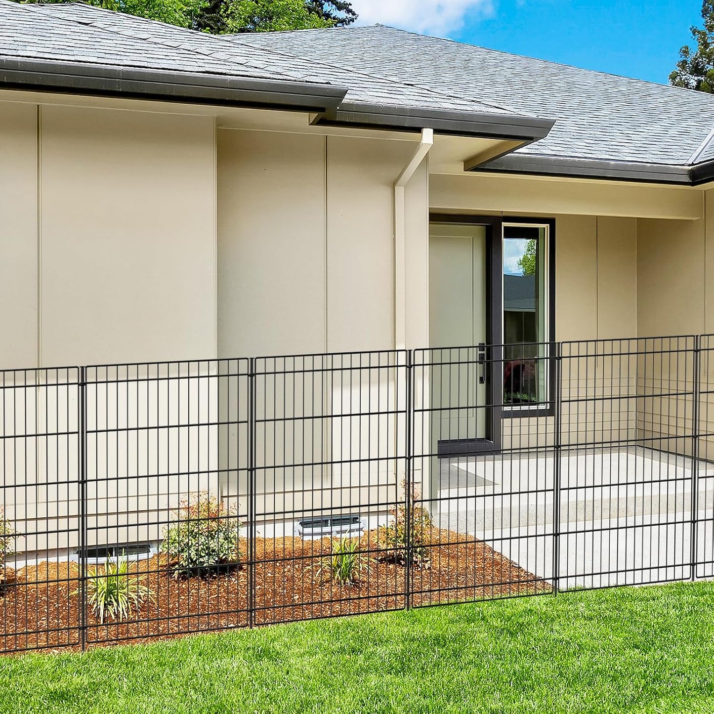 INJOPEXI Garden Fence Outdoor 6 Panels 13ft (L)×36in (H) Decorative Garden Fences with 6 Panels Rustproof Wire No Dig Metal Animal Barrier Dog Rabbit Fencing for Yard Lawn Patio - Without Fence Gate